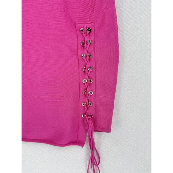 Marciano Guess Pink Lace Up Side Clubwear Sleeveless Bodycon Dress Sz S NEW - Picture 3 of 6